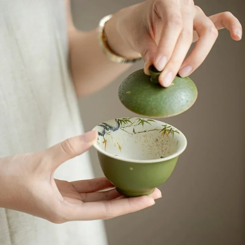 120ml Hand-painted Golden Bamboo Gaiwan Antique Tea Tureen Tea Bowl With Lid Kit Tea Making Cover Bowl Cha Supplies Collection
120ml Hand-painted Golden Bamboo Gaiwan Antique Tea Tureen Tea Bowl With Lid Kit Tea Making Cover Bowl Cha Supplies Collection