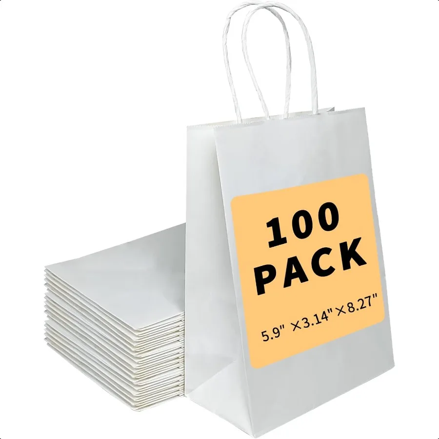 100 Pack 5.9x3.1x8.25 Inch White Gift Bags with HandlesBulk Kraft Paper Bags for Shopping Retail Merchandise Wedding Party Favo
100 Pack 5.9x3.1x8.25 Inch White Gift Bags with HandlesBulk Kraft Paper Bags for Shopping Retail Merchandise Wedding Party Favo