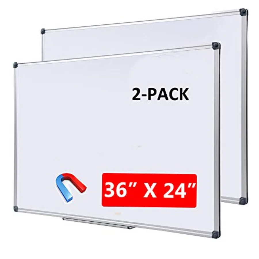 2 Pack 36" x 24" Magnetic Dry Erase Board with Removable Marker Tray Commercial Quality Wall-Mounted Aluminum Message Presentat
2 Pack 36" x 24" Magnetic Dry Erase Board with Removable Marker Tray Commercial Quality Wall-Mounted Aluminum Message Presentat
