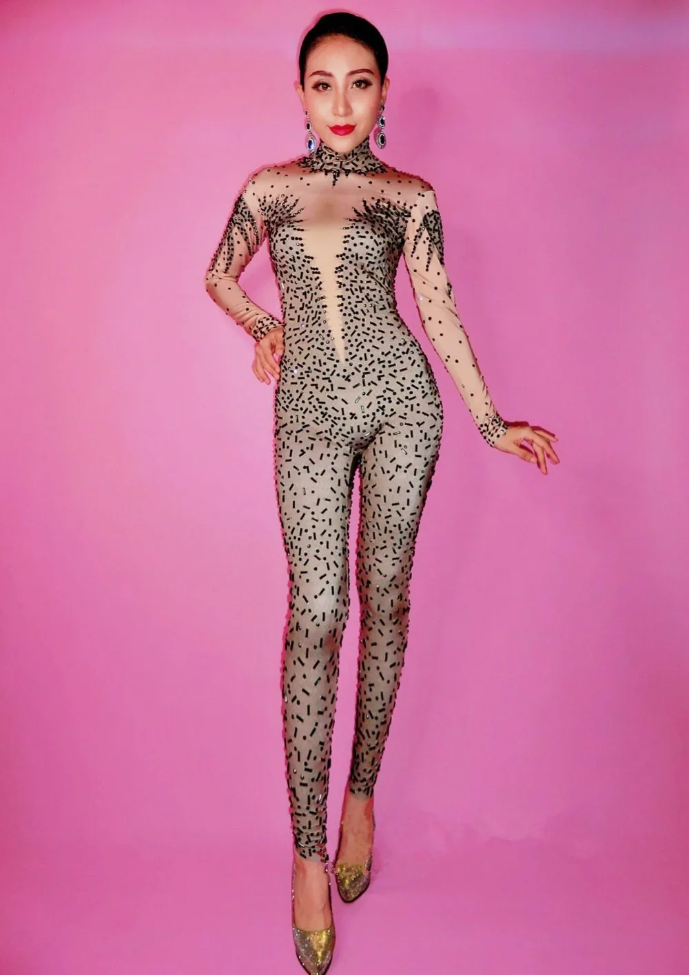 New Fashion Sexy Black Rhinestone Jumpsuit Female Singer Dancer Stretch Spandex Bodysuit Sexy Performance Wear Jumpsuit
New Fashion Sexy Black Rhinestone Jumpsuit Female Singer Dancer Stretch Spandex Bodysuit Sexy Performance Wear Jumpsuit