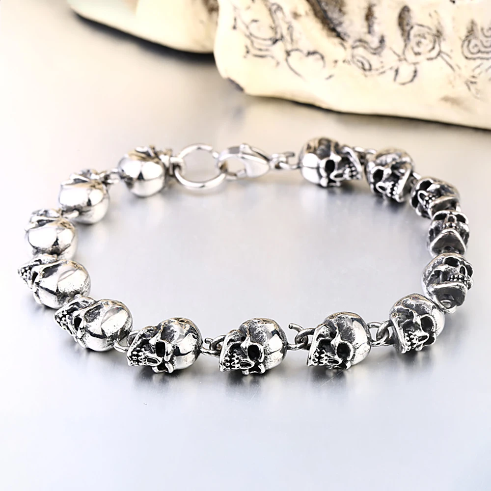 New Trend Vintage Punk Skull Beaded Bracelet For Men Gothic Domineering Street Rock Skull Bracelets Fashion Jewelry Gifts
New Trend Vintage Punk Skull Beaded Bracelet For Men Gothic Domineering Street Rock Skull Bracelets Fashion Jewelry Gifts