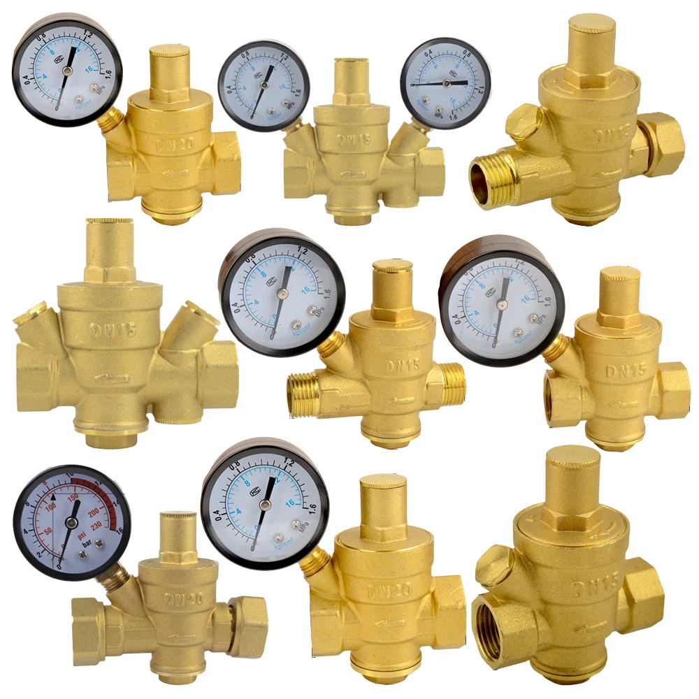 Water Pressure Regulator with Gauge, Brass, Adjustable Water Pressure Reducing Valve Water for Home DN20 DN15 DN25
Water Pressure Regulator with Gauge, Brass, Adjustable Water Pressure Reducing Valve Water for Home DN20 DN15 DN25