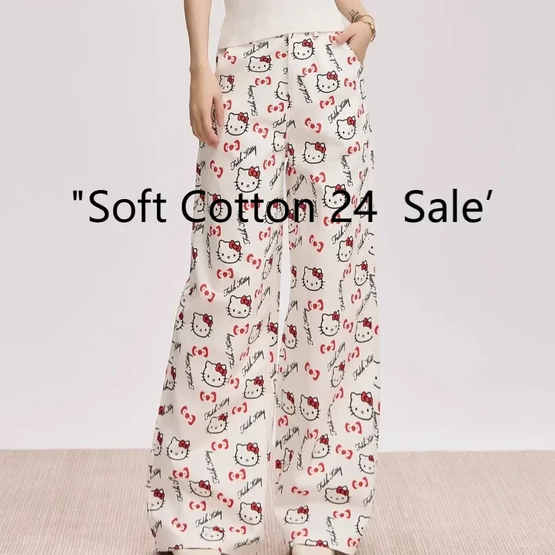 Cartoon Hello Kitty printed jeans women's summer new loose and thin wide-leg pants Hello Kitty pajamas white Sanrio loungewear
Cartoon Hello Kitty printed jeans women's summer new loose and thin wide-leg pants Hello Kitty pajamas white Sanrio loungewear