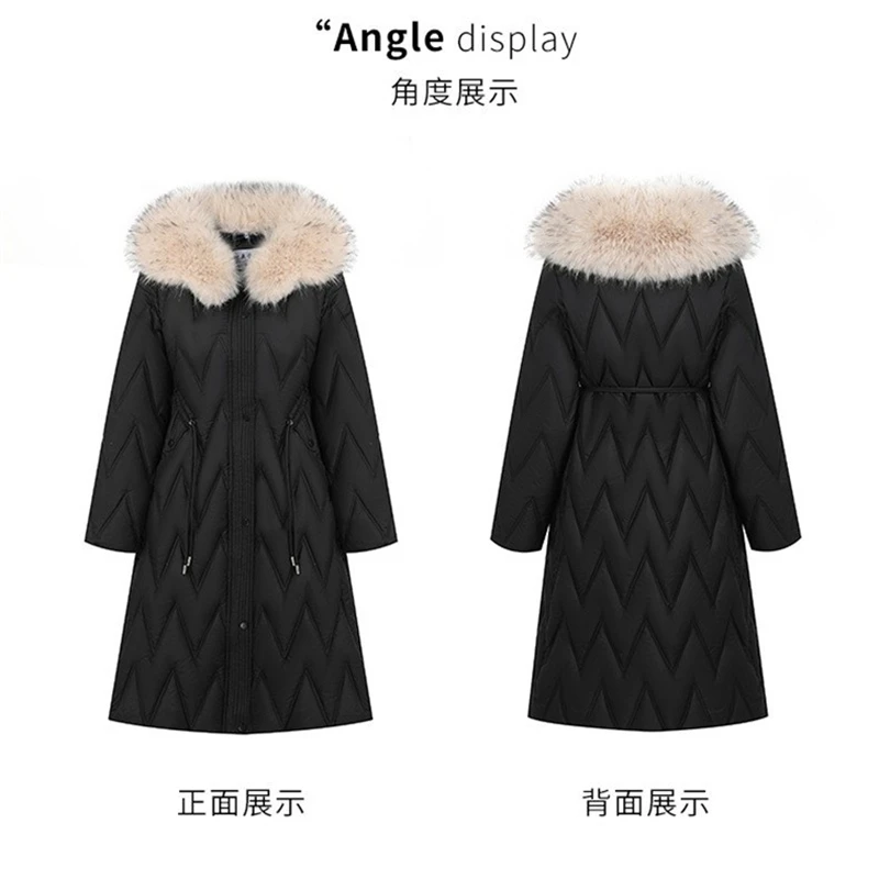 Winter Waist-down Cotton-padded jacket Women's Parka Long Over-the-knee Coat Large Fur Collar Padded Rhombic Plaid Outwear Trend
Winter Waist-down Cotton-padded jacket Women's Parka Long Over-the-knee Coat Large Fur Collar Padded Rhombic Plaid Outwear Trend