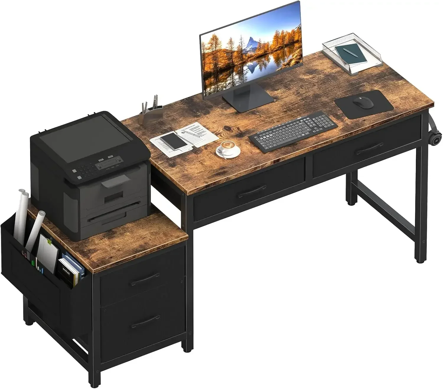 Computer Desk with Fabric File Drawers Cabinet, 57 Inch Home Office Desks with Filing Cabinet Printer Stand for Small Space, Stu
Computer Desk with Fabric File Drawers Cabinet, 57 Inch Home Office Desks with Filing Cabinet Printer Stand for Small Space, Stu