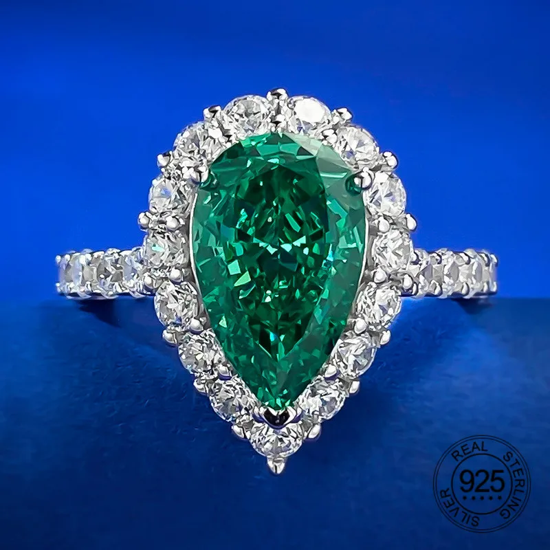 Waterdrop Shape 8x13mm Clear Green High Carbon Diamond Micro Pave Zircon 925 Sterling Silver Ring
Waterdrop Shape 8x13mm Clear Green High Carbon Diamond Micro Pave Zircon 925 Sterling Silver Ring