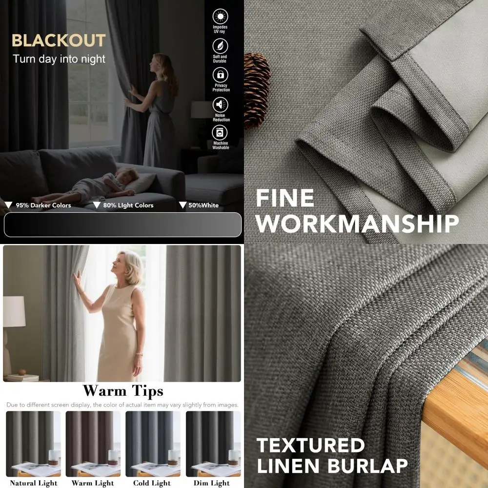 Extra Wide Blackout Linen Curtains, 100x84 for Bedroom/Living Room, Thick Burlap Fabric, Heather Taupe Gray
Extra Wide Blackout Linen Curtains, 100x84 for Bedroom/Living Room, Thick Burlap Fabric, Heather Taupe Gray