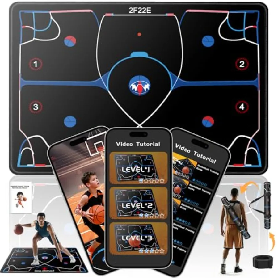 Portable Basketball Footwork Training Mat, Agility Footstep Training Mat, Basketball Pads for Training All Levels, Non-Slip Sil
Portable Basketball Footwork Training Mat, Agility Footstep Training Mat, Basketball Pads for Training All Levels, Non-Slip Sil