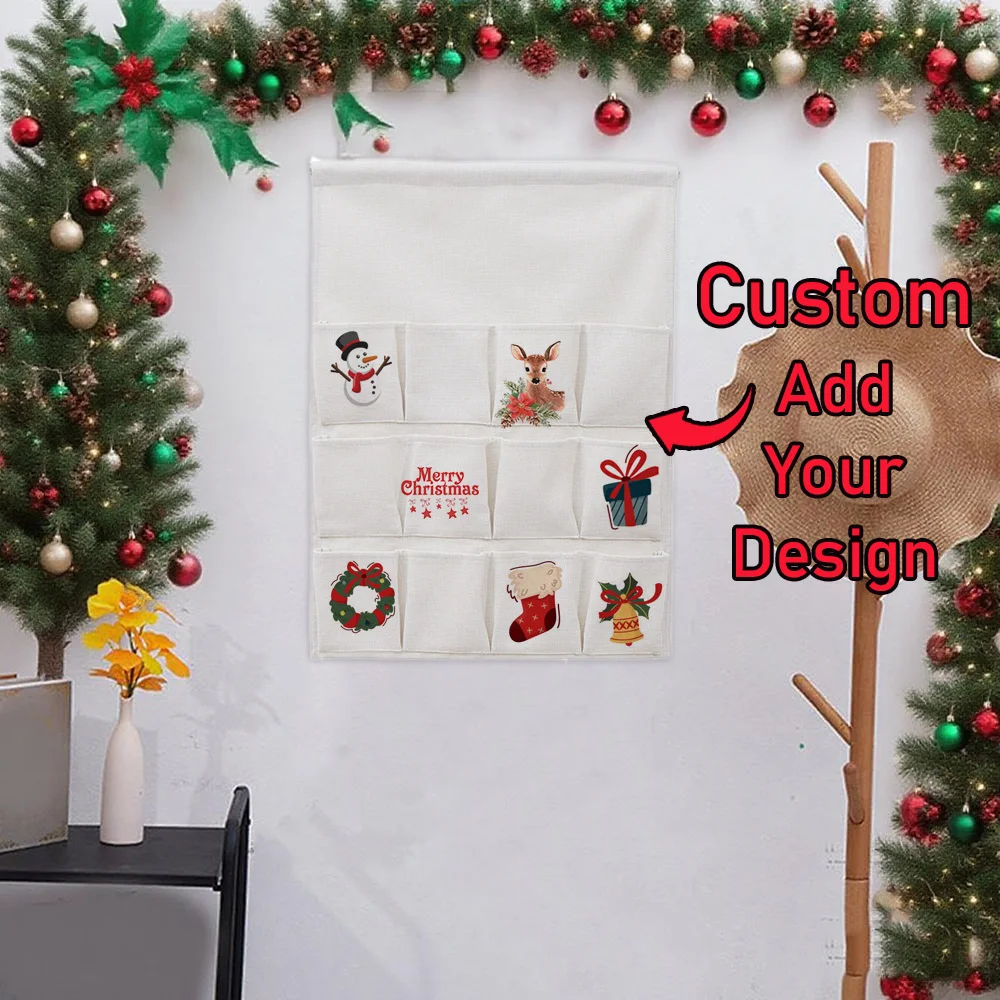 Персонализированный тканевый рождественский адвент-календарь на заказ, 12-дневная подвесная сумка для хранения обратного отсчета на Хэллоуин, День святого Валентина 
Персонализированный тканевый рождественский адвент-календарь на заказ, 12-дневная подвесная сумка для хранения обратного отсчета на Хэллоуин, День святого Валентина