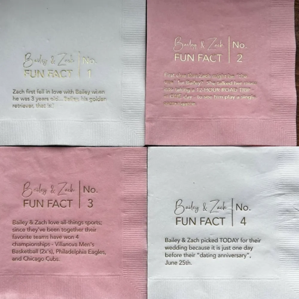 Trivia Personalized Napkins Birthday Wedding Trivia Napkins Fun Fact Napkins Beverage Luncheon Dinner and Guest Towels, 50Pcs
Trivia Personalized Napkins Birthday Wedding Trivia Napkins Fun Fact Napkins Beverage Luncheon Dinner and Guest Towels, 50Pcs