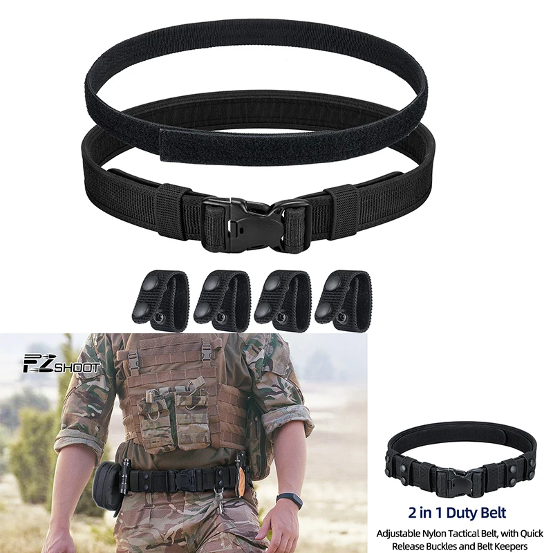 EZshoot Tactical Belt 2 in 1 Design Belt Adjustable Length Multifunctional 2" Heavy Duty Belts with 4 Belt Keepers for Outdoor
EZshoot Tactical Belt 2 in 1 Design Belt Adjustable Length Multifunctional 2" Heavy Duty Belts with 4 Belt Keepers for Outdoor