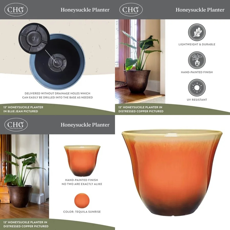 Classic Home and Garden by Growscape Honeysuckle Resin Planters - Lightweight Indoor Outdoor Plant Pots - UV-Resistant Plastic
Classic Home and Garden by Growscape Honeysuckle Resin Planters - Lightweight Indoor Outdoor Plant Pots - UV-Resistant Plastic
