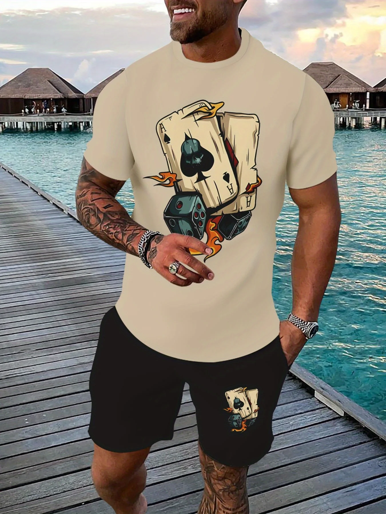 Casual sports suit breathable outdoor casual men's T-shirt five-point pants suit summer 3D printing suit male adult
Casual sports suit breathable outdoor casual men's T-shirt five-point pants suit summer 3D printing suit male adult