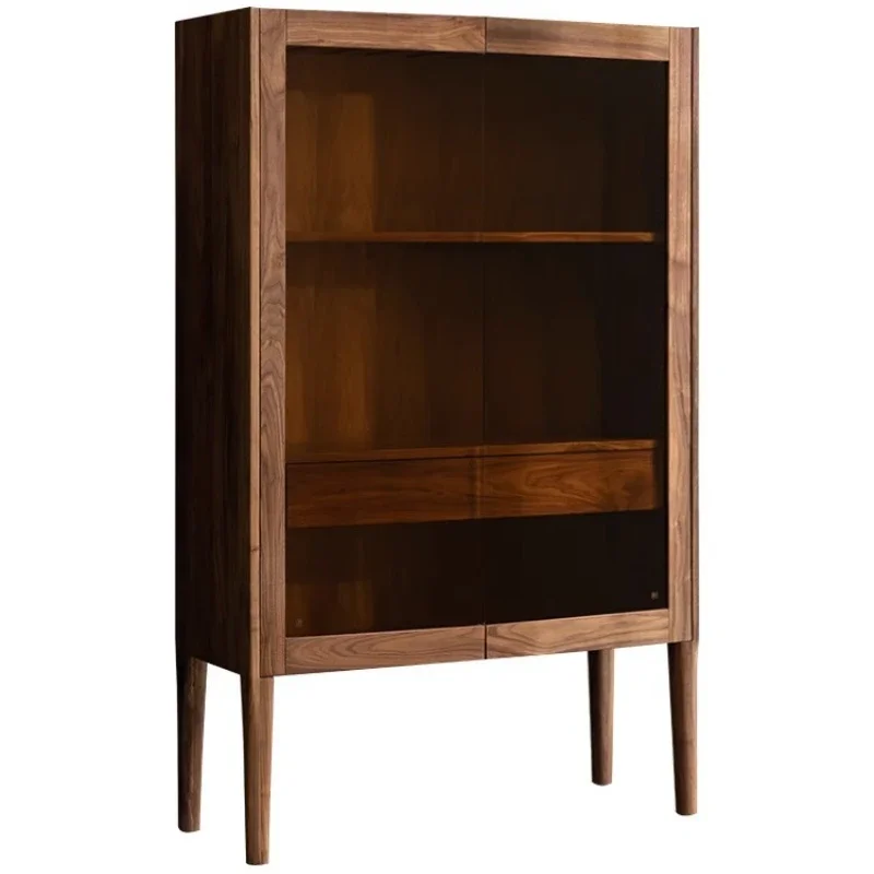 Nordic light luxury black walnut wine cabinet living room wall solid wood glass double door partition display cabinet dining
Nordic light luxury black walnut wine cabinet living room wall solid wood glass double door partition display cabinet dining