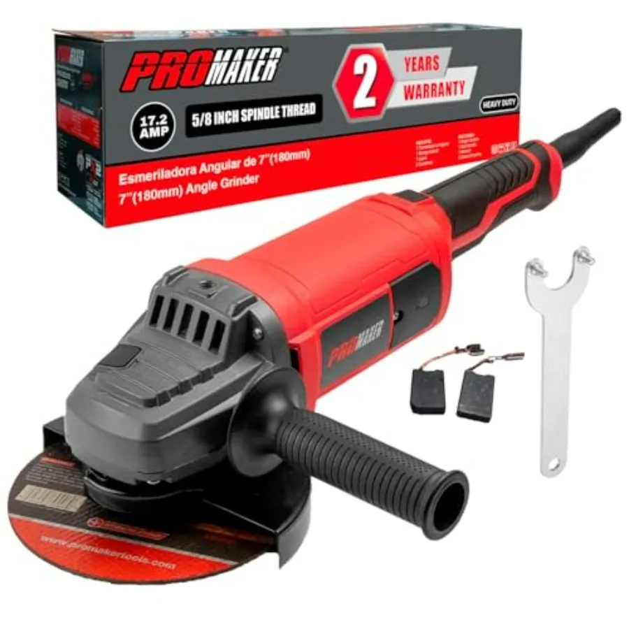 7 inch Angle Grinder 17.2 AMP 8400 RPM Industrial Electric with 2 Extra Carbon Brushes for Heavy-Duty Tasks Professional Perfor
7 inch Angle Grinder 17.2 AMP 8400 RPM Industrial Electric with 2 Extra Carbon Brushes for Heavy-Duty Tasks Professional Perfor
