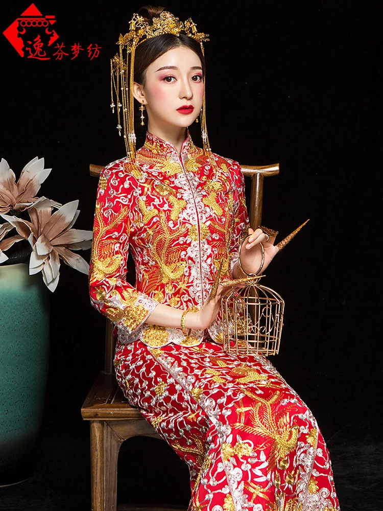 Новое свадебное платье в китайском стиле с вышивкой дракона и феникса, тяжелое, длинное, для невесты
Новое свадебное платье в китайском стиле с вышивкой дракона и феникса, тяжелое, длинное, для невесты