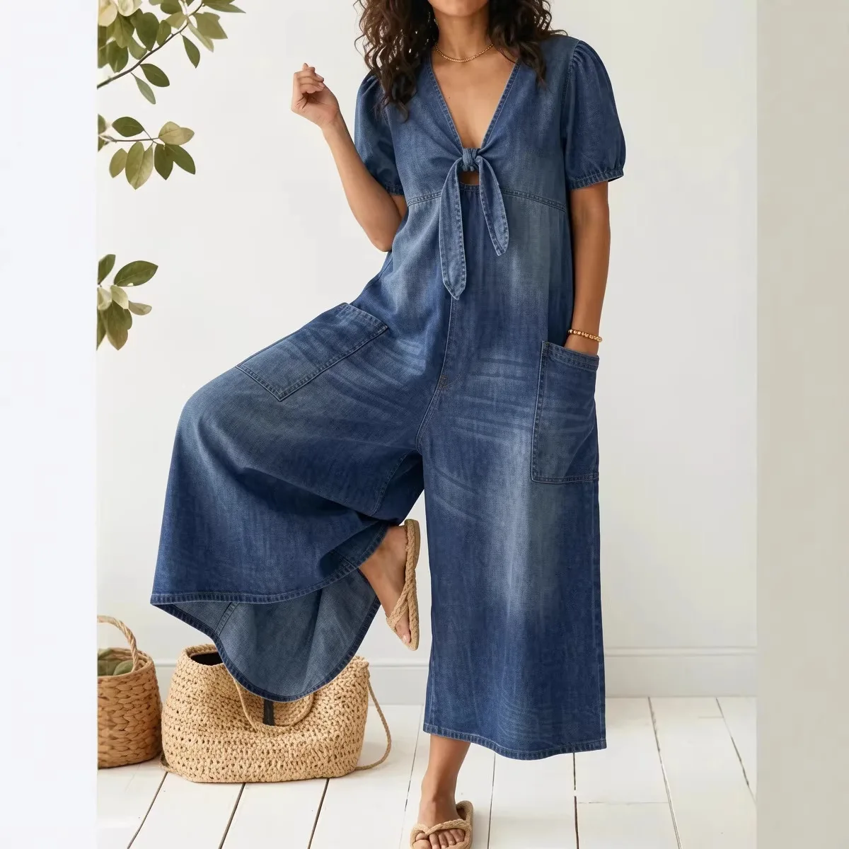 Women Casual Short Sleeve V Neck Jumpsuit Playsuit Overall Spring Summer
Women Casual Short Sleeve V Neck Jumpsuit Playsuit Overall Spring Summer