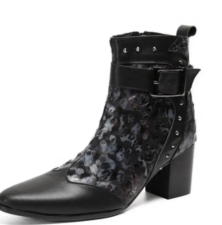 Leopard Print Rivet Design Men's Ankle Boots Colorful leather Patchwork Metal Buckle Men's Chelsea Boots Genuine Leather Shoes
Leopard Print Rivet Design Men's Ankle Boots Colorful leather Patchwork Metal Buckle Men's Chelsea Boots Genuine Leather Shoes