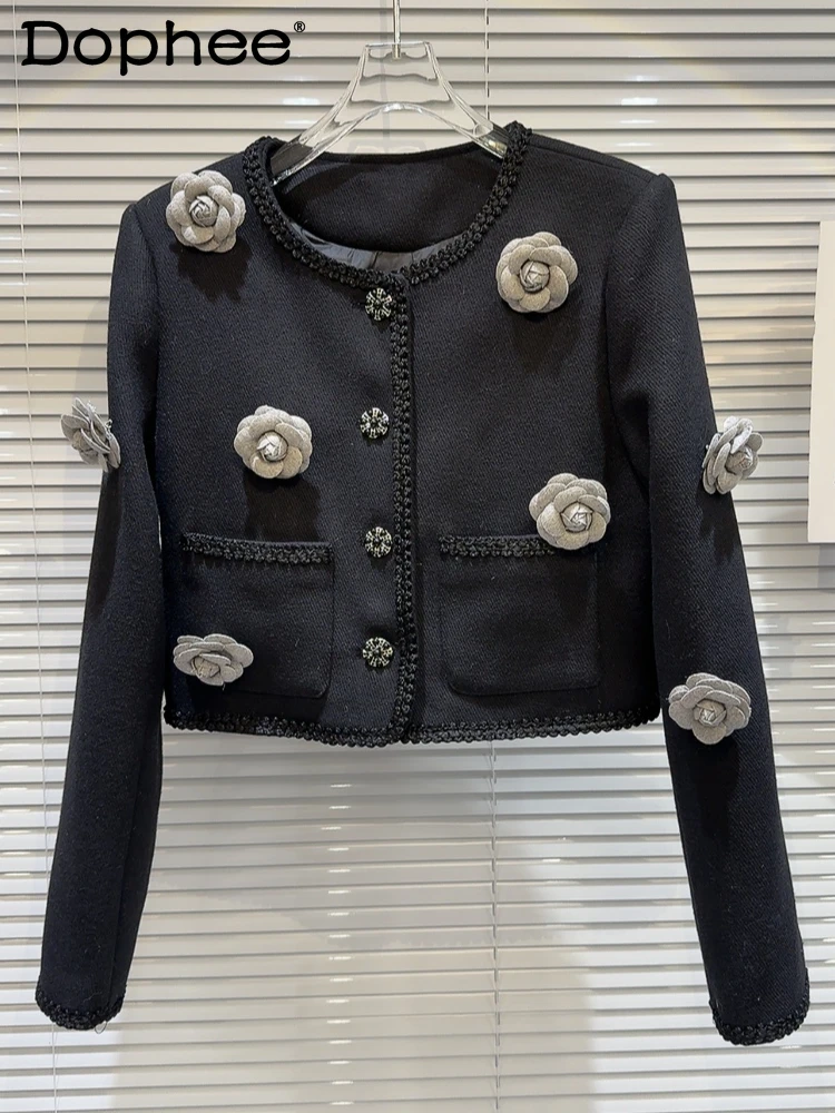 Commute Style Crew Neck Long Sleeve Black Jackets for Women 2023 Fall Winter New 3D Flower Decoration Elegant Lady down Jacket
Commute Style Crew Neck Long Sleeve Black Jackets for Women 2023 Fall Winter New 3D Flower Decoration Elegant Lady down Jacket