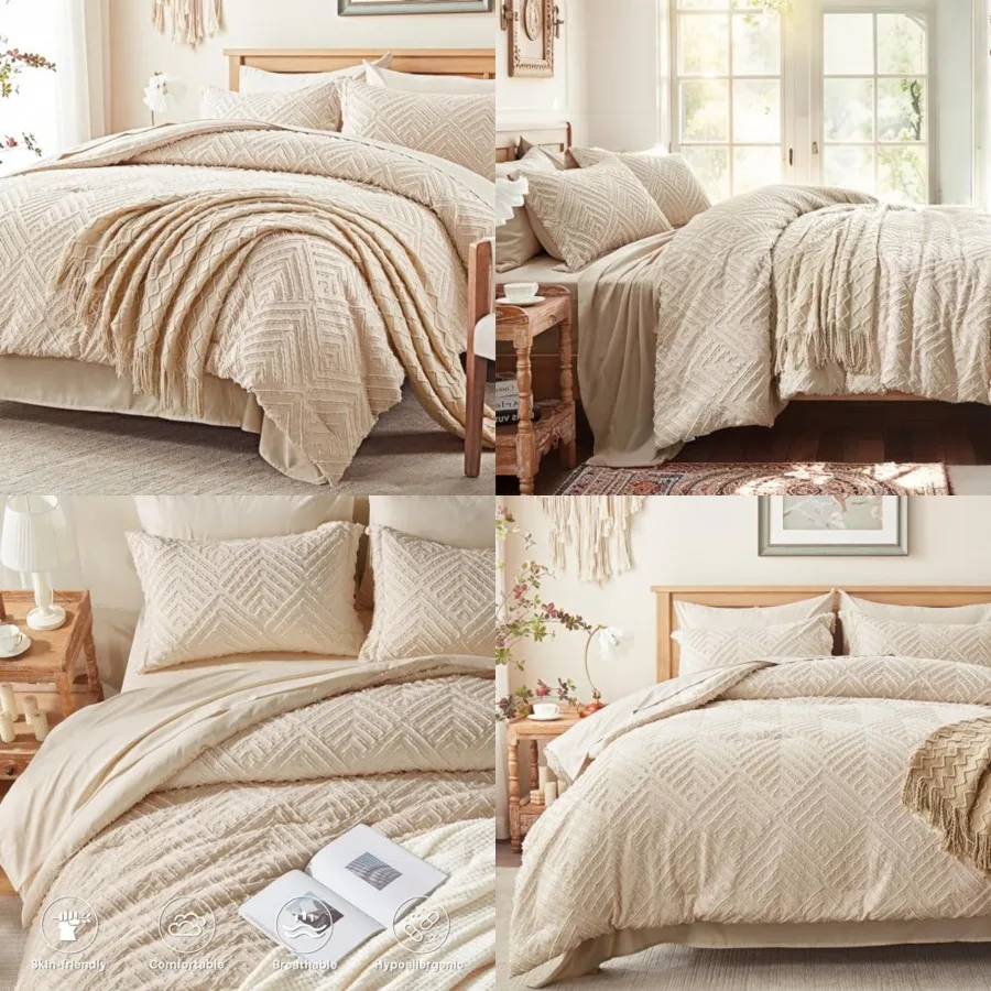 Comforter Set 7 Pieces, Beige Bed in a Bag Size, Tufted Boho Bedding Set with 1 Comforter, 2 Pillow Shams, 2 Pillowcases, 1 Fla
Comforter Set 7 Pieces, Beige Bed in a Bag Size, Tufted Boho Bedding Set with 1 Comforter, 2 Pillow Shams, 2 Pillowcases, 1 Fla