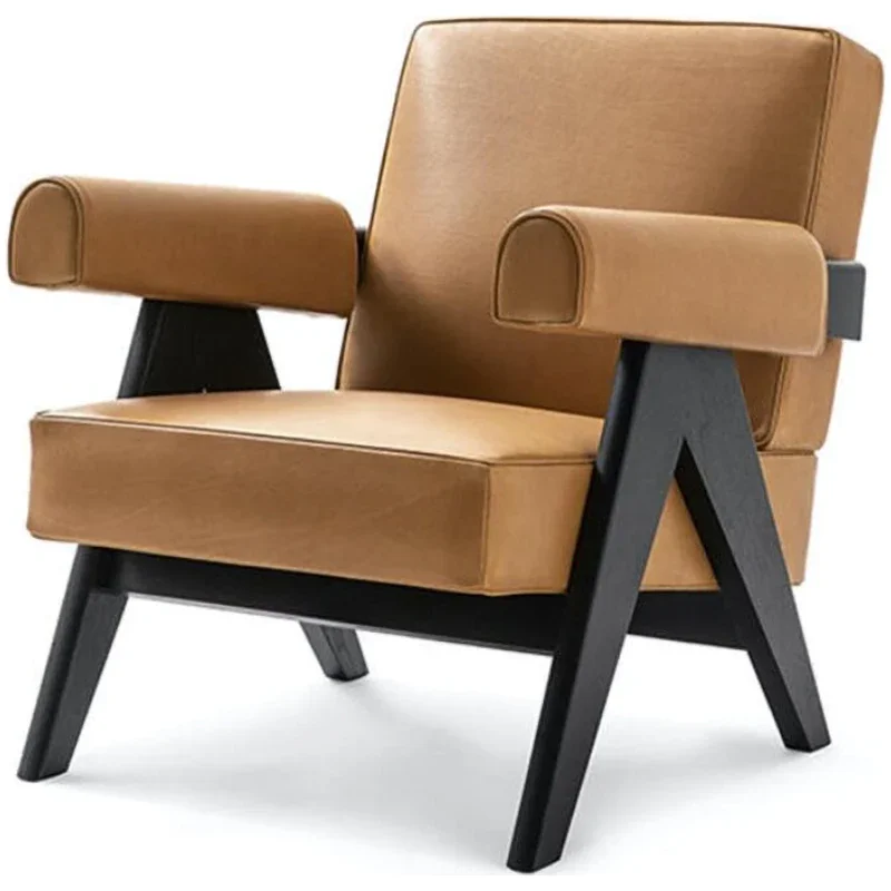 Solid wood negotiation lounge chair Modern living room Simple leather single sofa chair
Solid wood negotiation lounge chair Modern living room Simple leather single sofa chair