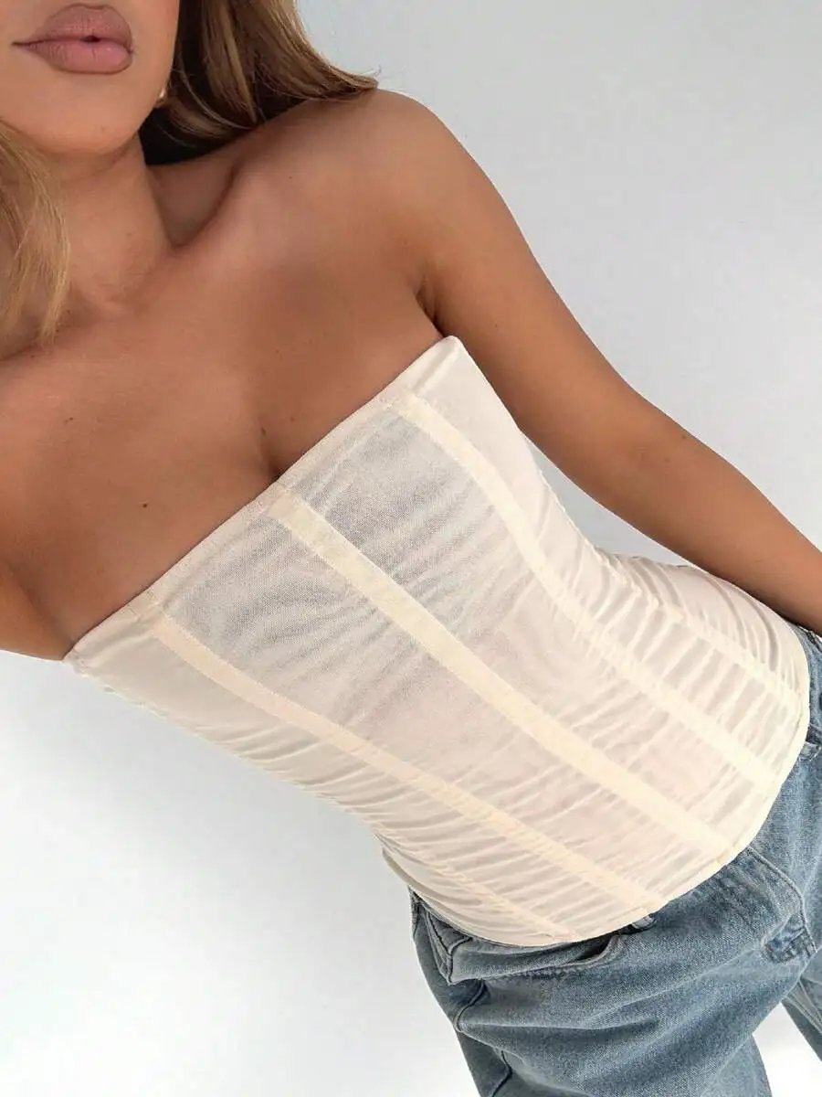 Women Strapless Mesh Boned Bustier Corset Top Back Zip Bodyshaper Tube Top For Club Party
Women Strapless Mesh Boned Bustier Corset Top Back Zip Bodyshaper Tube Top For Club Party
