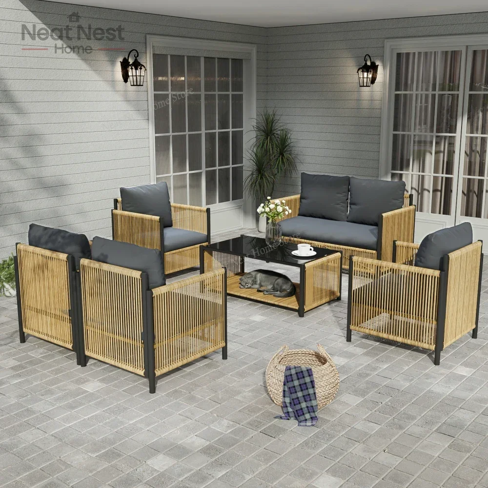 New Comming Patio 4 Pieces Brown PE Wicker Sofa Set with Grey Cushion,Outdoor furniture, Arbitrary combination,courtyard Sofa 
New Comming Patio 4 Pieces Brown PE Wicker Sofa Set with Grey Cushion,Outdoor furniture, Arbitrary combination,courtyard Sofa