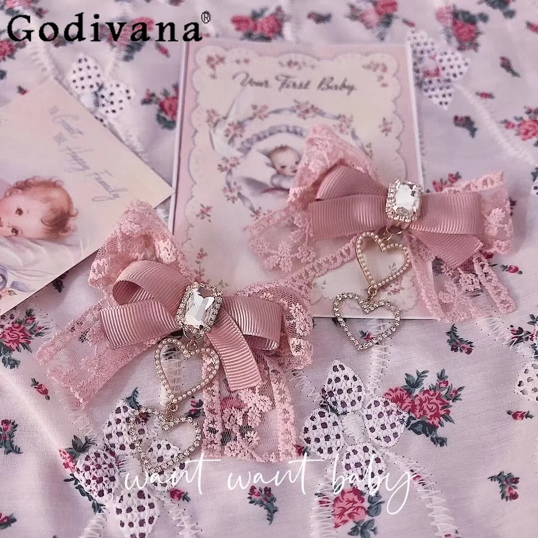 Original Handmade Bow Rhinestone Love Pendant Lolita Hair Clip Japanese Mass-Produced Mine Girly Sweet Y2k Pink Elegant Hairpin
Original Handmade Bow Rhinestone Love Pendant Lolita Hair Clip Japanese Mass-Produced Mine Girly Sweet Y2k Pink Elegant Hairpin