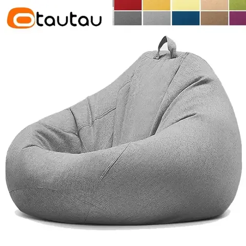 OTAUTAU ผ้าฝ้ายผ้าลินิน Bean Bag ไม่มี FILLER ชั้นมุม Lazy Beanbag เก้าอี้ Pouf Salon Ottoman พัฟ Lounger Sac DD002