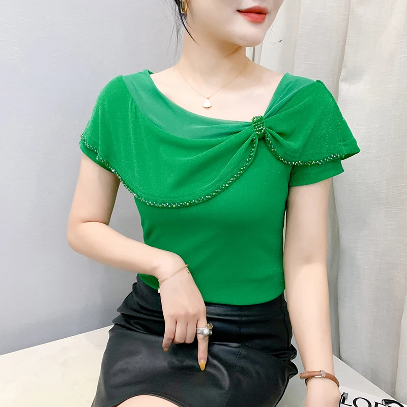 2025,New,Summer,European,Clothes,Mesh,T-Shirt,Fashion,Sexy,Off collar,Patchwork,Shiny,Beading,Women,Tops,Short Sleeve,Tees,55002
2025,New,Summer,European,Clothes,Mesh,T-Shirt,Fashion,Sexy,Off collar,Patchwork,Shiny,Beading,Women,Tops,Short Sleeve,Tees,55002