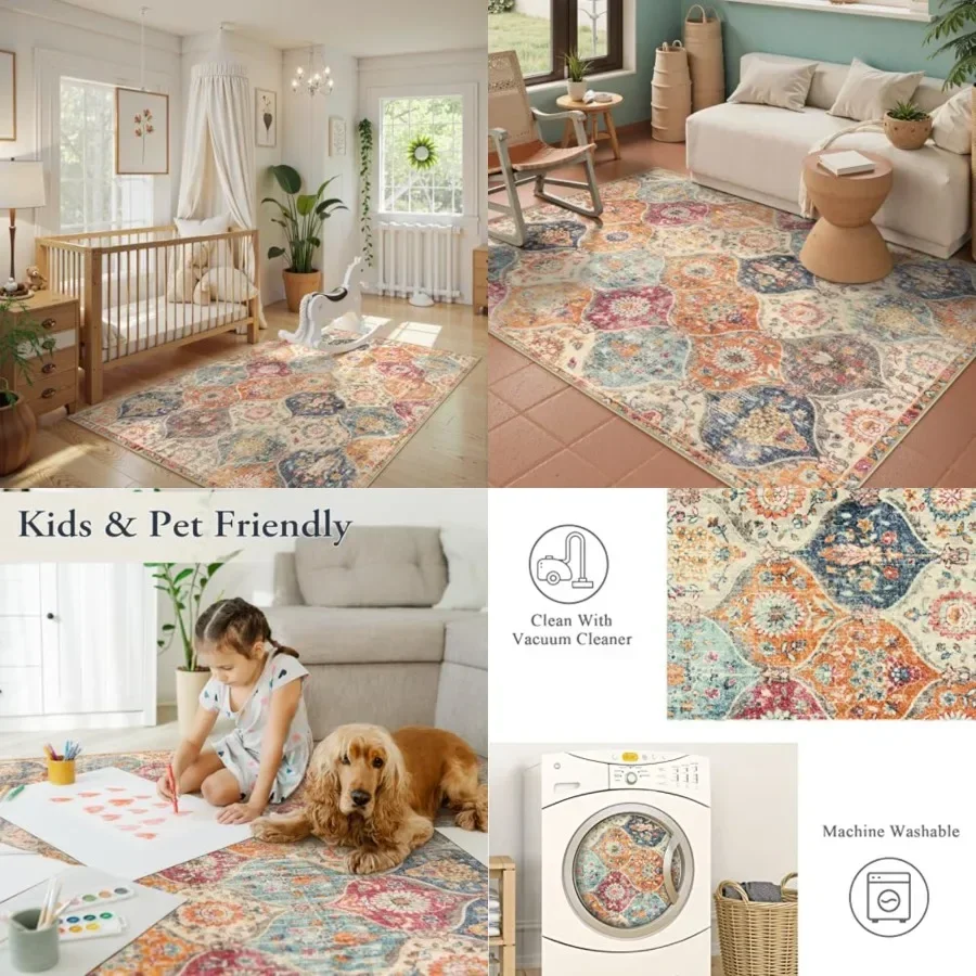 Moroccan Trellis Washable Small Area Rug, 3x5 Area Rug for Bedroom Living Room, Non-Slip Oriental Accent Throw Carpet for Kitch
Moroccan Trellis Washable Small Area Rug, 3x5 Area Rug for Bedroom Living Room, Non-Slip Oriental Accent Throw Carpet for Kitch
