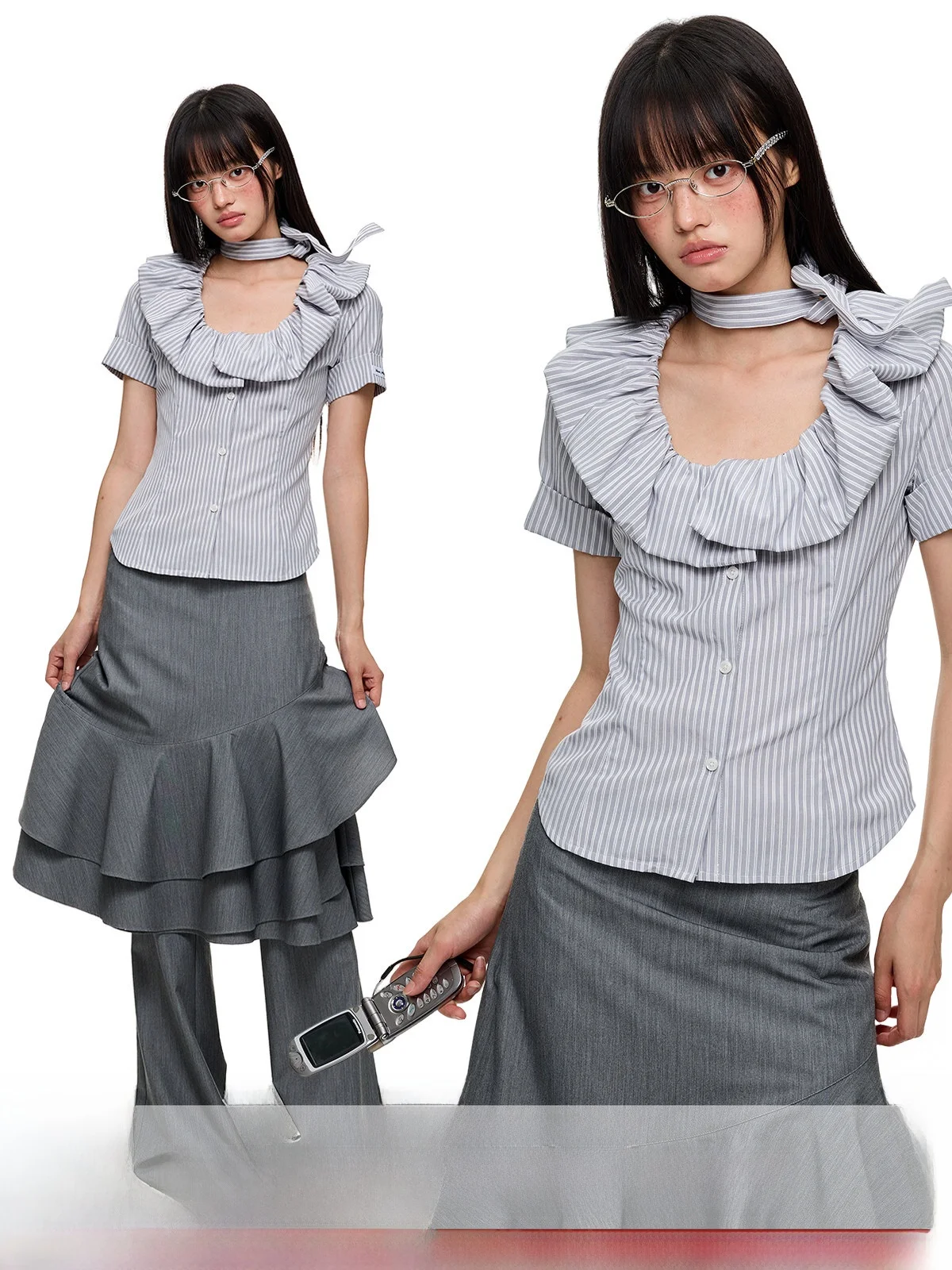 JIKOO Slim Fit Short Sleeve Shirt Women's Stylish Neckband Pleated Waist Cinching Top Breathable Cotton Polyester Blend
JIKOO Slim Fit Short Sleeve Shirt Women's Stylish Neckband Pleated Waist Cinching Top Breathable Cotton Polyester Blend
