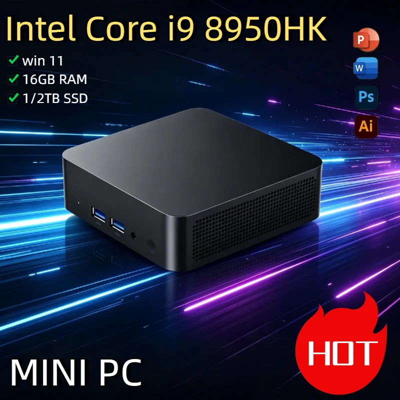 1TB 2TB SSD M.2 Windows 11 i9 Intel Core i9 8950HK Mini PC Computer 16GB RAM Wifi 6 BT5.2 Mini Desktop USB 3.2 Wake on LAN
1TB 2TB SSD M.2 Windows 11 i9 Intel Core i9 8950HK Mini PC Computer 16GB RAM Wifi 6 BT5.2 Mini Desktop USB 3.2 Wake on LAN