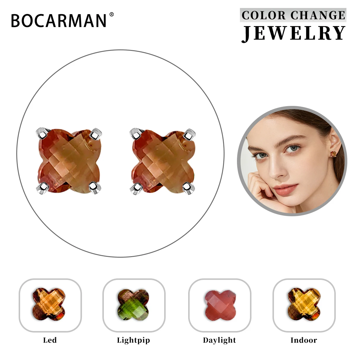 BOCARMAN Four Leaf Clover S925 Silver Earrings Color Changing Zultanite Turkish Lucky Elegant Gift for Women Hydrocotyle
BOCARMAN Four Leaf Clover S925 Silver Earrings Color Changing Zultanite Turkish Lucky Elegant Gift for Women Hydrocotyle