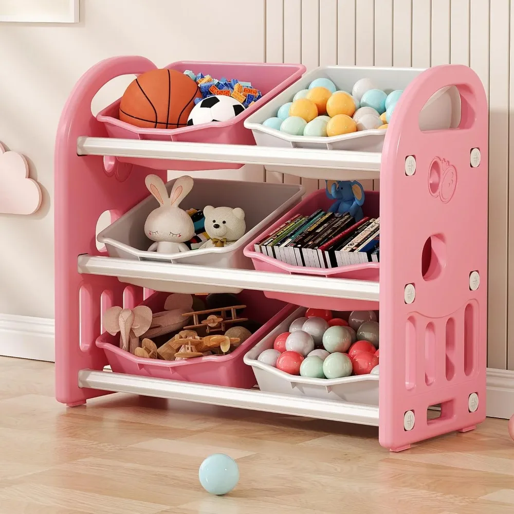 Kids Toy Organizers and Storage with 6 Removable Plastic Bins, Multi-Purpose 3-Tier Toy Shelf to Organize Toys for Playroom
Kids Toy Organizers and Storage with 6 Removable Plastic Bins, Multi-Purpose 3-Tier Toy Shelf to Organize Toys for Playroom