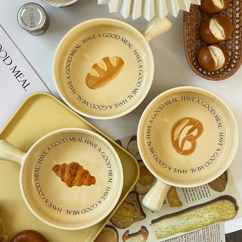 Korean Style Bread Series Tableware Handle Salad Bowl Household Ceramic Cute Instant Noodles Bowl
Korean Style Bread Series Tableware Handle Salad Bowl Household Ceramic Cute Instant Noodles Bowl