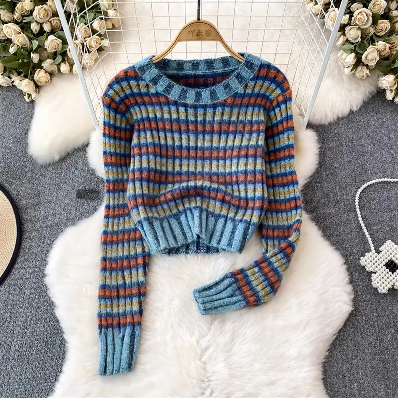 Knitwear 2023 Autumn/Winter Vintage Style Round Neck Loose Sweater Pullover Women's Fashion Short Stripe Knit Top Z3913
Knitwear 2023 Autumn/Winter Vintage Style Round Neck Loose Sweater Pullover Women's Fashion Short Stripe Knit Top Z3913