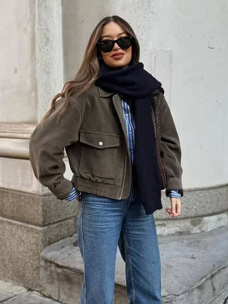 HH Women Fashion Versatile Suede Textured Long Sleeves Lapel Jacket Female Causal Pockets Decorative Zipper 3-Colors Coat Mujer
HH Women Fashion Versatile Suede Textured Long Sleeves Lapel Jacket Female Causal Pockets Decorative Zipper 3-Colors Coat Mujer