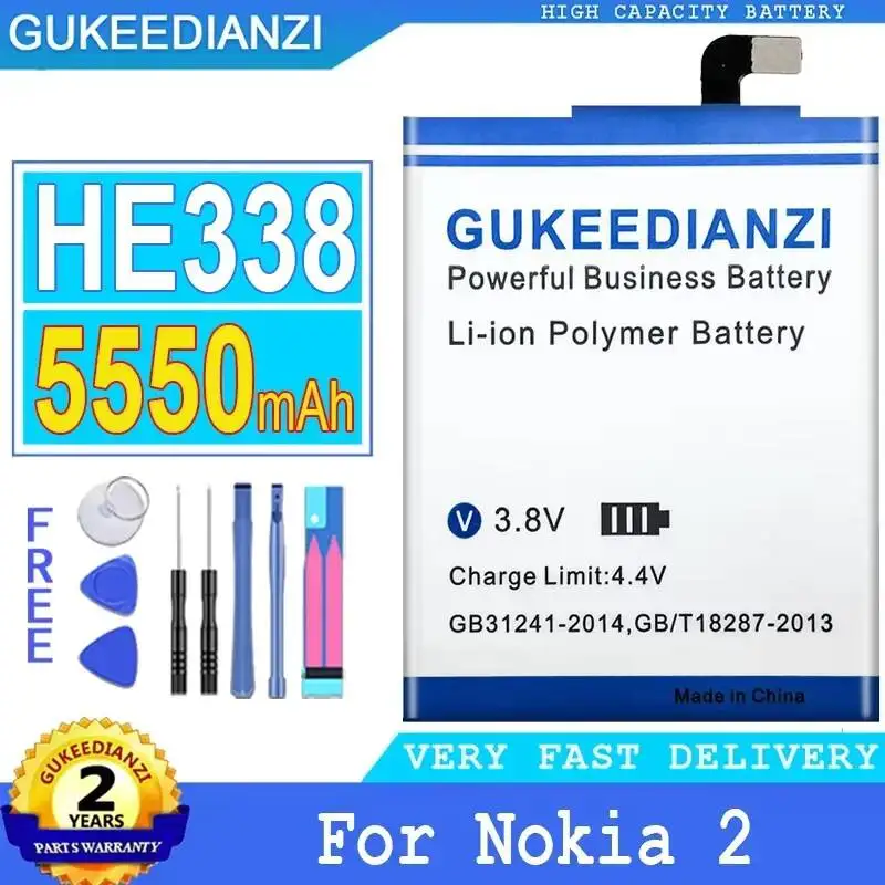 Mobile Phone Battery Reliable Power Supply HE338 For Nokia 2 5550mAh
Mobile Phone Battery Reliable Power Supply HE338 For Nokia 2 5550mAh