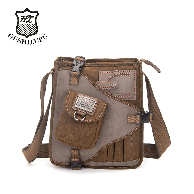 Canvas and leather spliced men's durable single-shoulder bag, canvas square lock multi-pocket women's crossbody backpack
Canvas and leather spliced men's durable single-shoulder bag, canvas square lock multi-pocket women's crossbody backpack