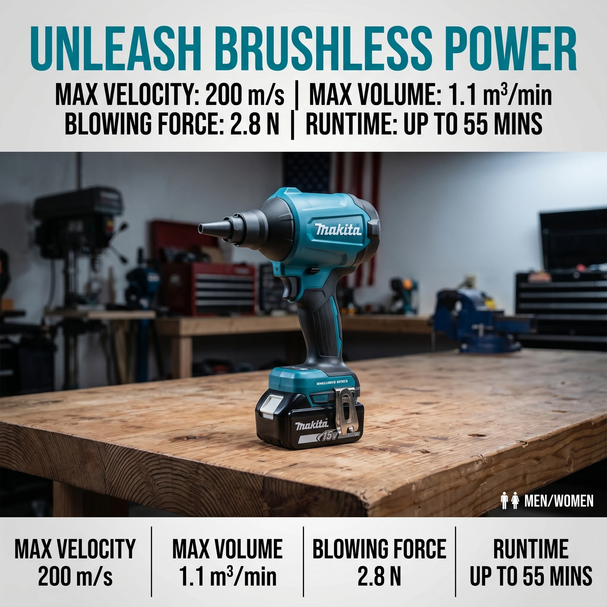 Makita DAS180 Bare Tool 18V Cordless Brushless Air Blower With Inflator Nozzle For PC And Garage Workshop Dust Cleaning
Makita DAS180 Bare Tool 18V Cordless Brushless Air Blower With Inflator Nozzle For PC And Garage Workshop Dust Cleaning
