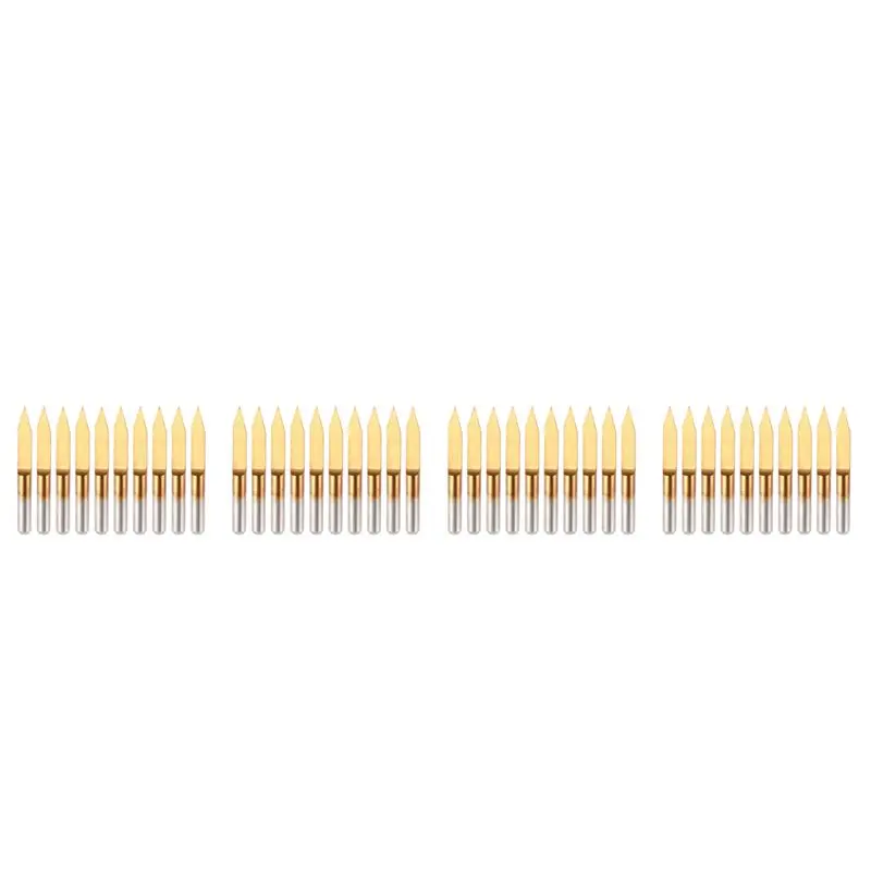 A74E-40Pcs 30 Degree 0.1Mm Tip Titanium Coated Flat Bottom Carbide PCB Engraving Bits V-Shape CNC Router Cutter Cutting Tool
A74E-40Pcs 30 Degree 0.1Mm Tip Titanium Coated Flat Bottom Carbide PCB Engraving Bits V-Shape CNC Router Cutter Cutting Tool