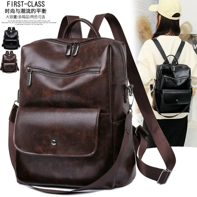 European and American Fashion All-match Soft Leather Backpack Female White-collar Commuter Backpack Vintage Shoulder for Work
European and American Fashion All-match Soft Leather Backpack Female White-collar Commuter Backpack Vintage Shoulder for Work