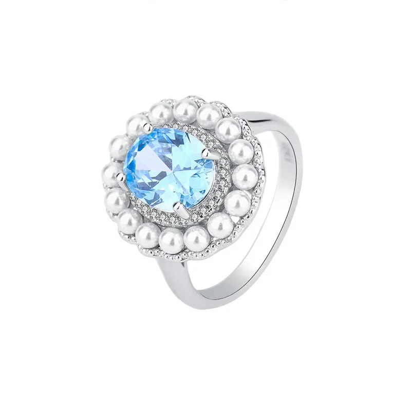 Fashion S925 Silver Colored Treasure Red Treasure Sea Blue Treasure Pearl Ring Main Stone 8 * 10 Wedding Jewelry Wholesale
Fashion S925 Silver Colored Treasure Red Treasure Sea Blue Treasure Pearl Ring Main Stone 8 * 10 Wedding Jewelry Wholesale