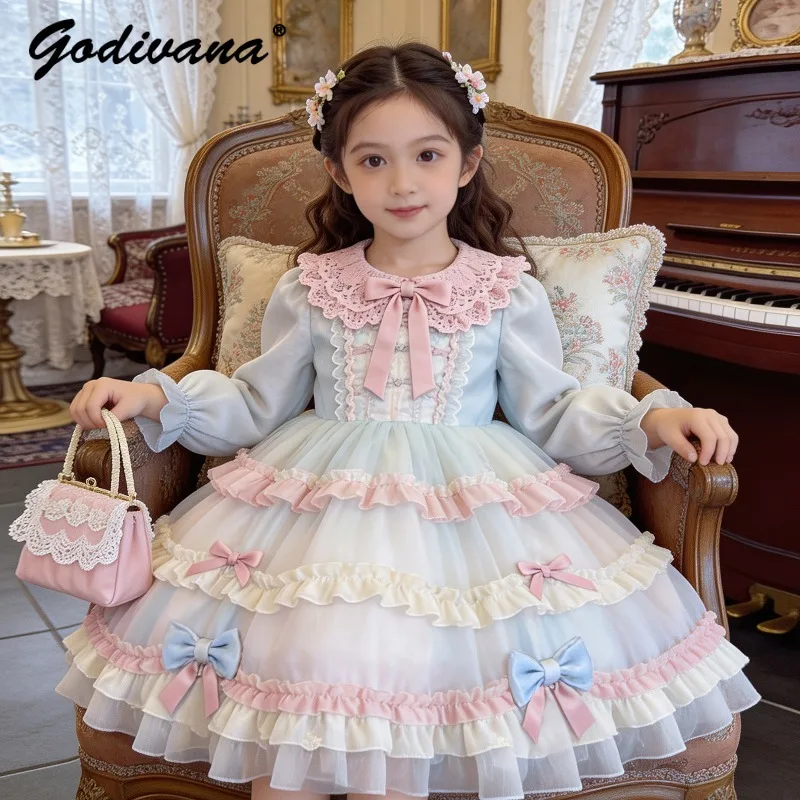 Original Little Girls Lolita Dress Spring 2026 New Fashion Tulle Patchwork Bow Ruffle Long Sleeve Birthday Princess Tutu Dress
Original Little Girls Lolita Dress Spring 2026 New Fashion Tulle Patchwork Bow Ruffle Long Sleeve Birthday Princess Tutu Dress