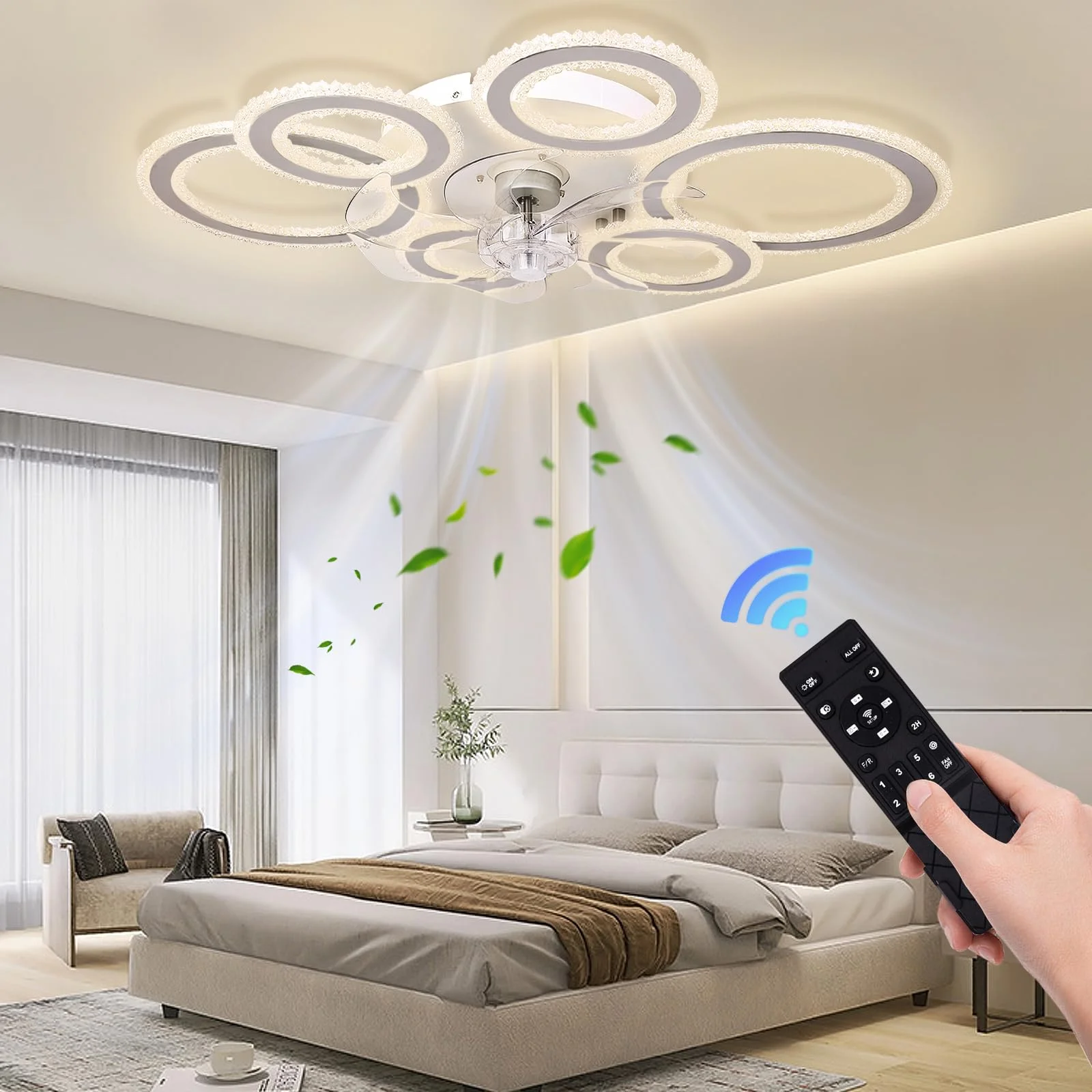 Smart Ceiling Light with Fan 76CM, DC Motor 6-Speed Reversible LED Lighting Dimmable Quiet Modern Ceiling Fan for Living Room
Smart Ceiling Light with Fan 76CM, DC Motor 6-Speed Reversible LED Lighting Dimmable Quiet Modern Ceiling Fan for Living Room