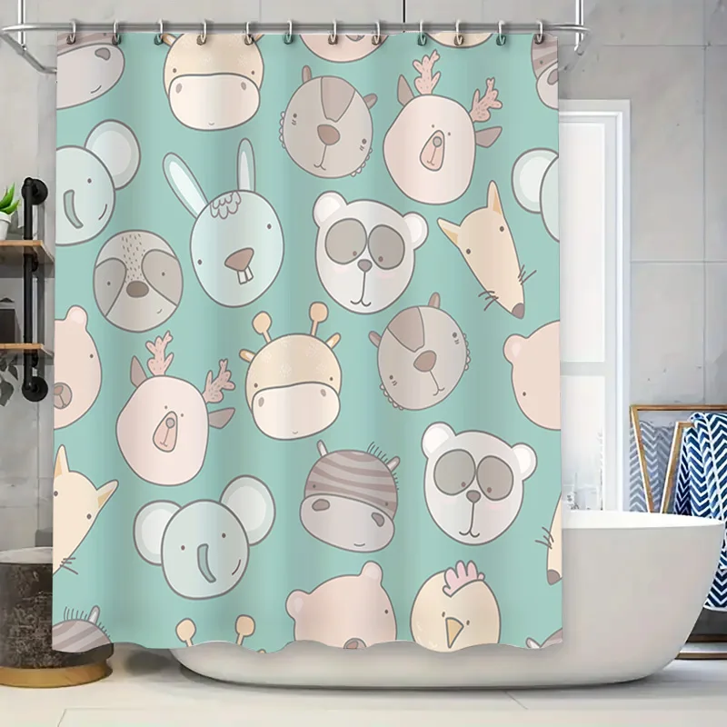 Whimsical Animal Print Shower Curtain for Kids Bathroom Decor Aqua Green Colorful Cartoon Pattern Bath Linen with Hooks (180x180
Whimsical Animal Print Shower Curtain for Kids Bathroom Decor Aqua Green Colorful Cartoon Pattern Bath Linen with Hooks (180x180