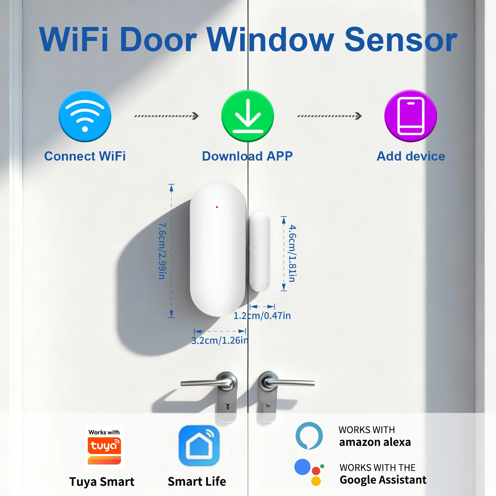 Tuya WiFi Door Sensor Work with Amazon Alexa/Google Assistant Wireless Sensor for Home Alarm Security Protection
Tuya WiFi Door Sensor Work with Amazon Alexa/Google Assistant Wireless Sensor for Home Alarm Security Protection
