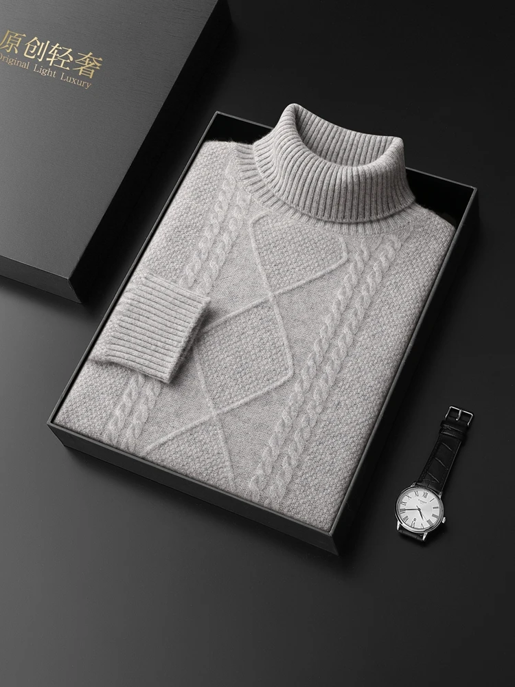 TLOML Men 100% Cashmere Sweater Turtleneck Cable Knit Pullover Autumn Winter Basic Cashmere Knitwear Smart Casual Soft Warm Tops
TLOML Men 100% Cashmere Sweater Turtleneck Cable Knit Pullover Autumn Winter Basic Cashmere Knitwear Smart Casual Soft Warm Tops