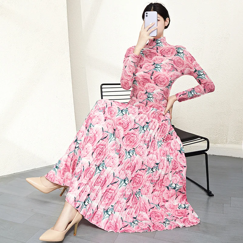 Retro Rose Print Half Skirt Set Women's New Style Pleated Top Versatile Slim Fit Two Piece Set Polyester Fiber Long Sleeve
Retro Rose Print Half Skirt Set Women's New Style Pleated Top Versatile Slim Fit Two Piece Set Polyester Fiber Long Sleeve
